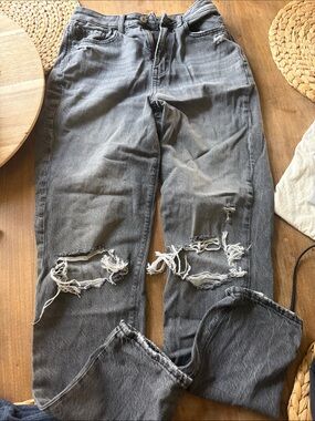 American Eagle Outfitters Relaxed Fit Distressed Gray Jeans